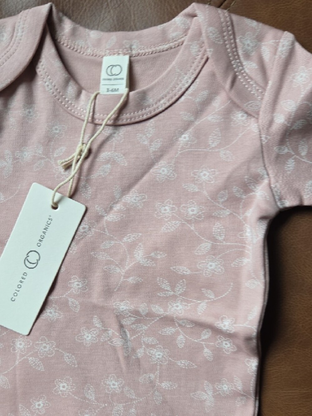 Colored Organics Dusty Pink Floral Organic Baby One-Piece - Picture 3 of 9
